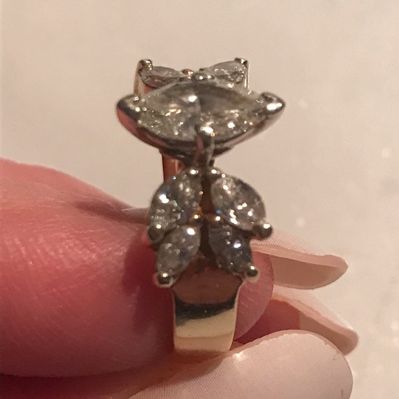14K 9 Stone Engagement Ring 1.98 CTTW - Picture 3 of 6